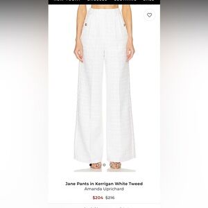 Amanda Uprichard Jane Pants in Kerrigan White Tweed Wide Leg Pants